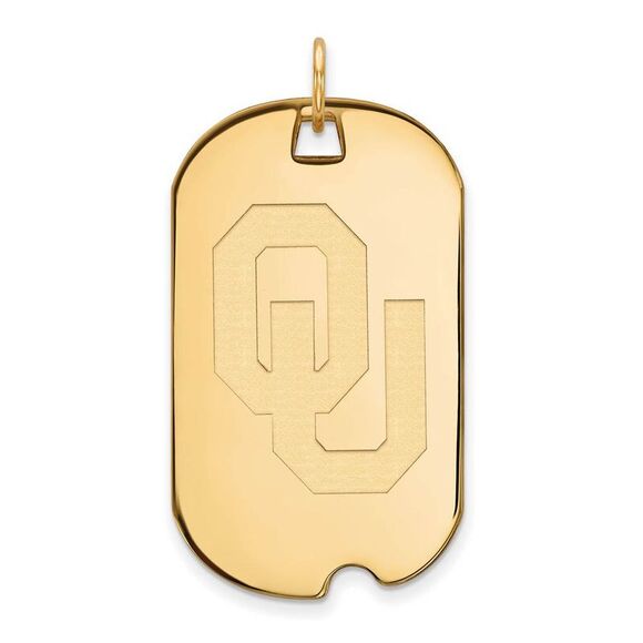 10k Yellow Gold U. of Oklahoma Large 'OU' Dog Tag Pendant